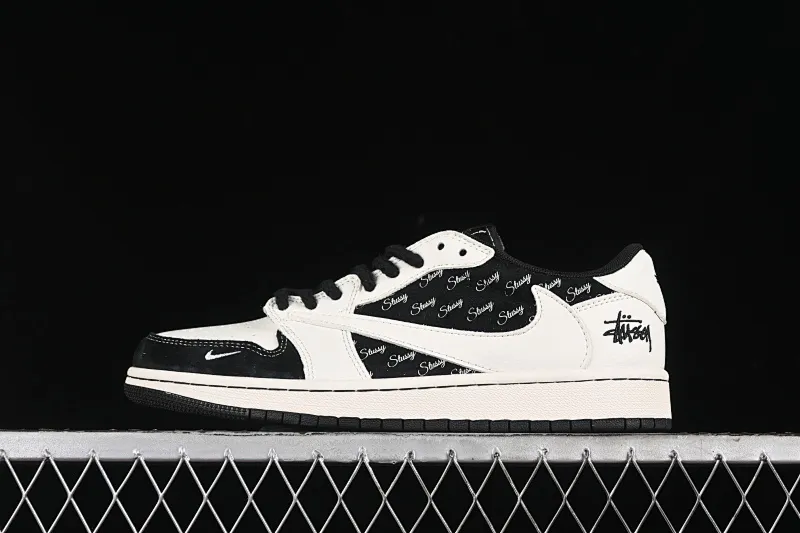 All categories Air Jordan Jordan series basketball shoes Air Jordan 1 Low High-end customized low-top sneakers Travis Scott x Fragment Design x Air Jordan 1 Low OG SP AJ1 Joe 1 Stussi joint-black and white English low-top cultural casual sneakers SJ2068-128